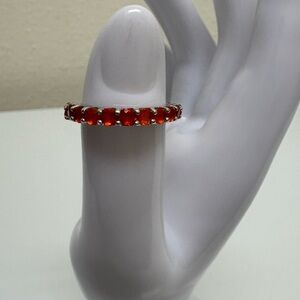 Elegant Fire Opal Gemstone Silver Band Ring